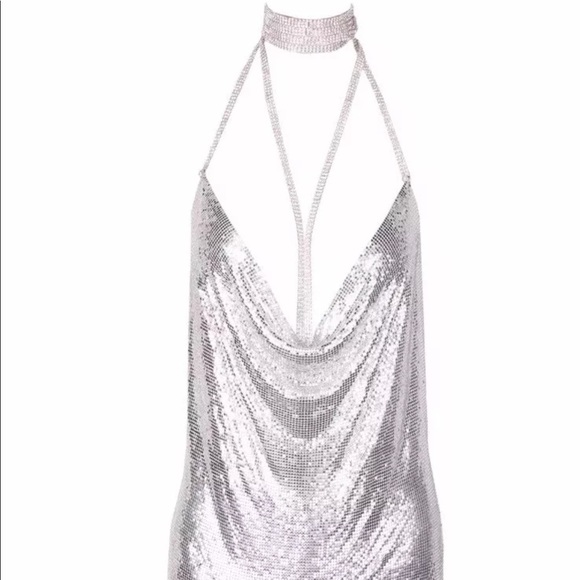 Silver metallic glam dress club cocktail rave - Picture 3 of 4